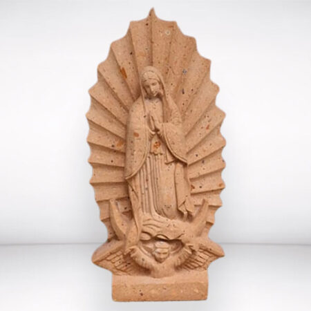 Virgen de Guadalupe Tallada en Cantera naranja